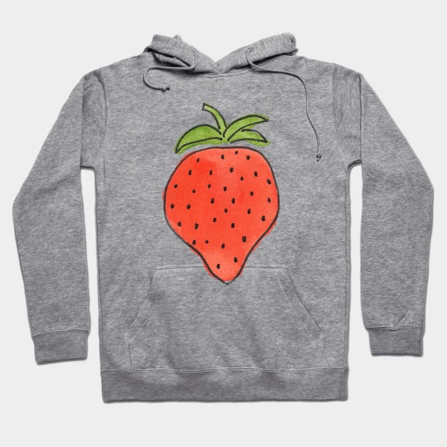 Watercolour and Ink Strawberry Hoodie by sallycummingsdesigns